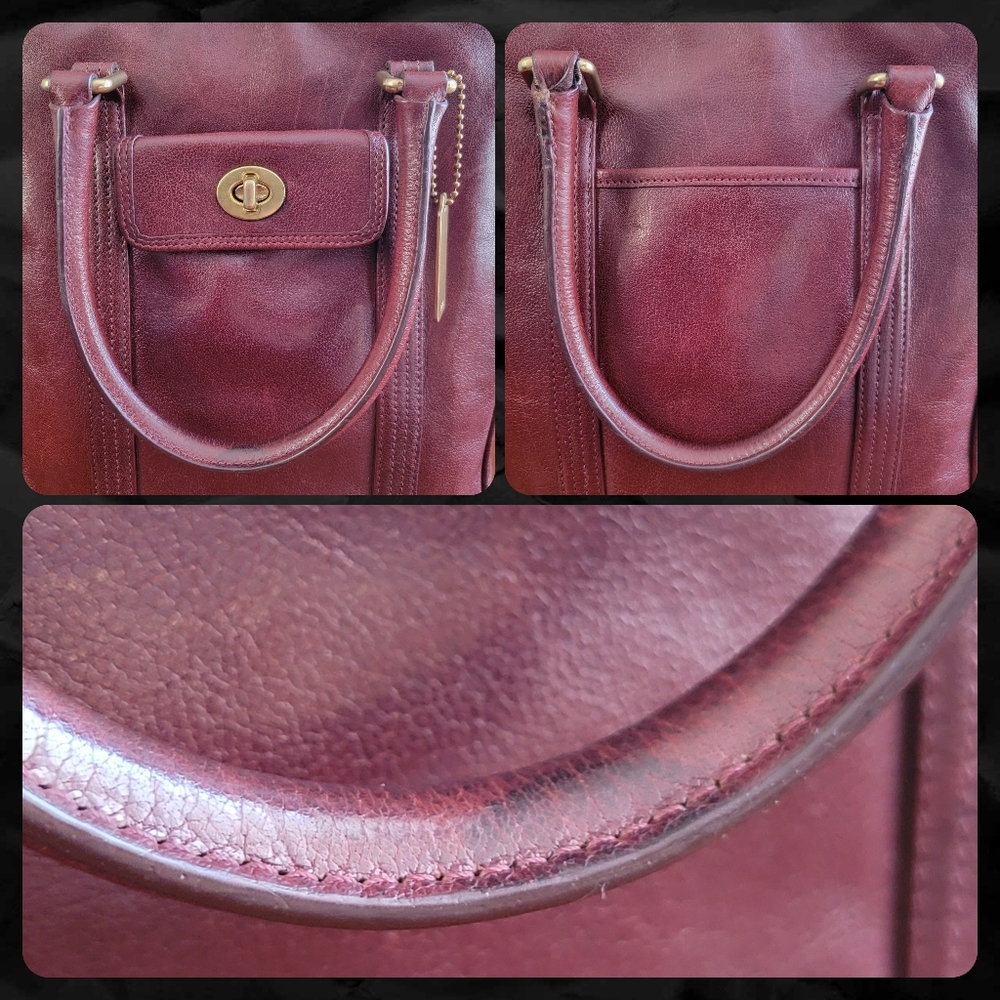 Coach 9704 Buffalo Hide Paper Bag Tote Mahogany Brown Leather Vintage Bag - Picture 14 of 16